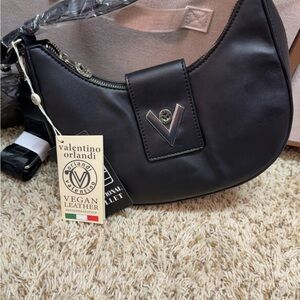 Valentino Orlandi Black Vegan Leather Shoulder Bag